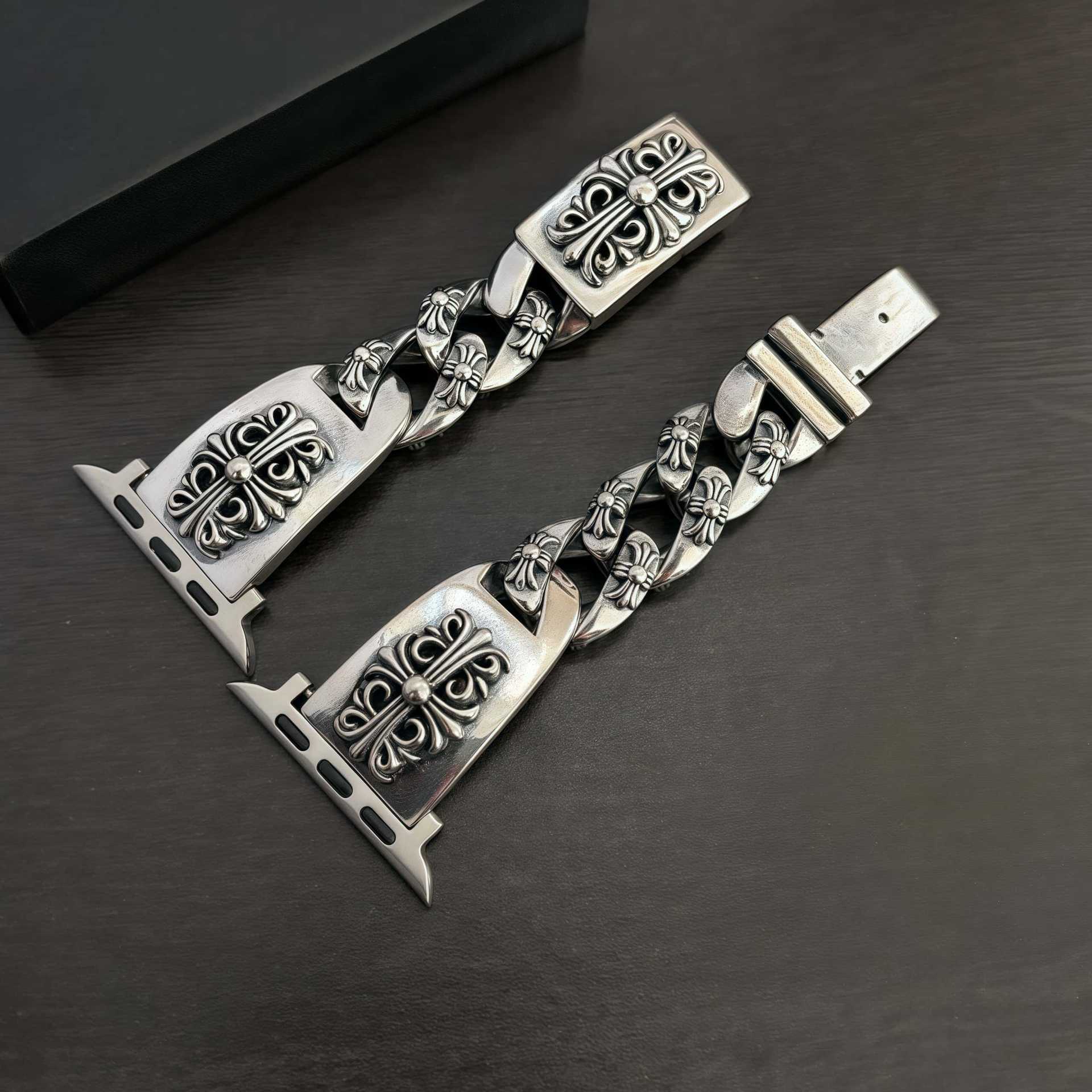 Chrome Hearts cross flower Green Submariner Apple watch strap