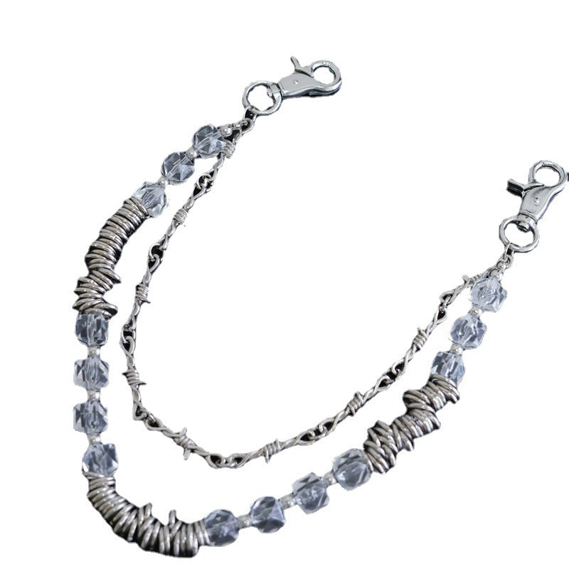 Chrome Hearts Retro fashion thorn shaped pearl bag chain