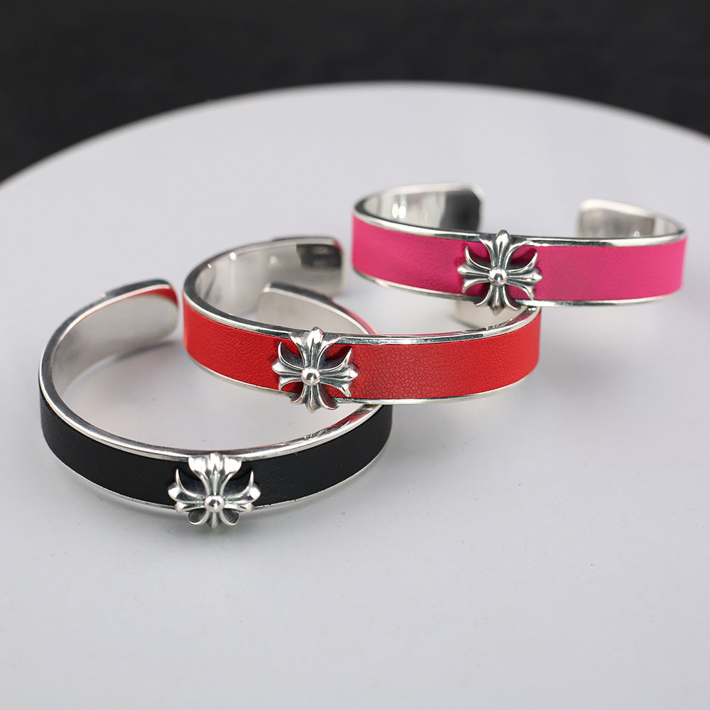 Chrome Hearts Cross Flower Stingray Crest Open Bracelet