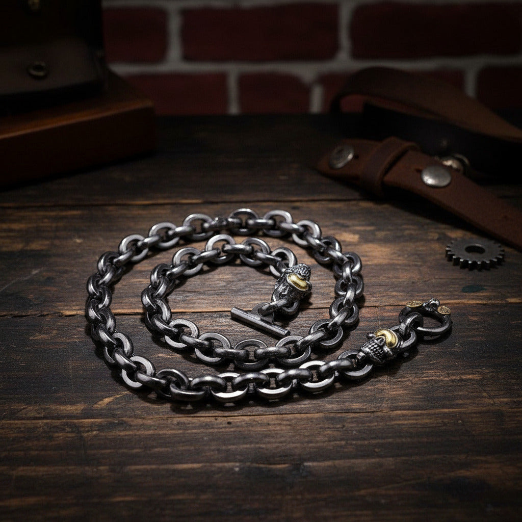 Chrome Hearts Black retro skull punk necklace